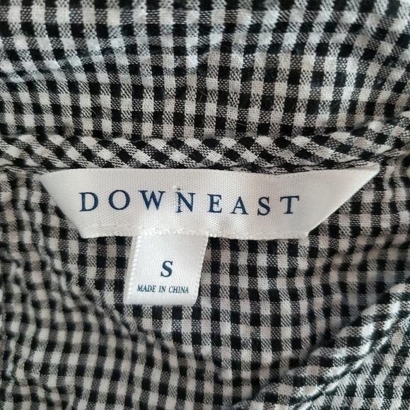 💚5/$25 DownEast Gingham Check Print Fluted Sleeve Embroidered Blouse Size Smal - Picture 5 of 5
